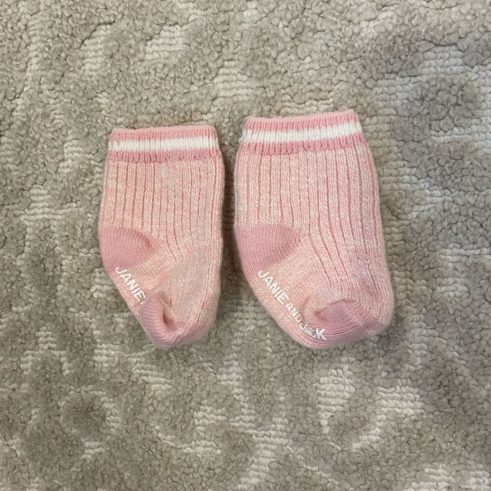 Pink camp crew socks Janie and jack striped vintage style ribbed